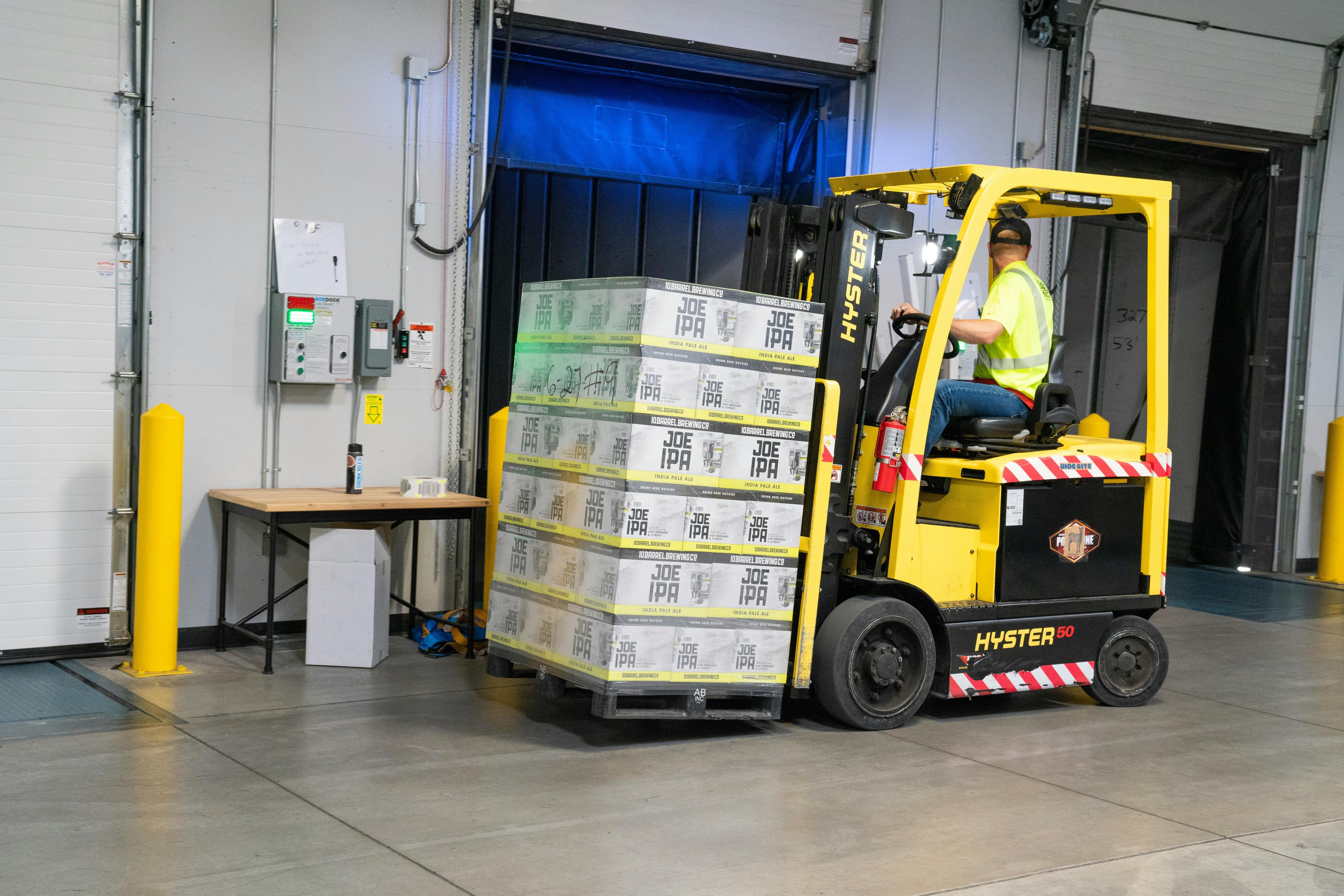 Freight moving through a warehouse